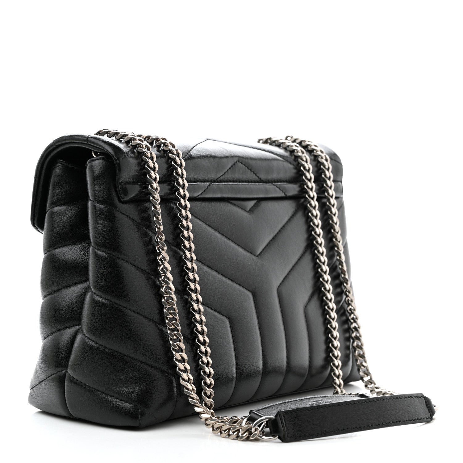 Saint Laurent Calfskin Y Quilted Monogram Small Loulou Chain Satchel Black 3 of 12