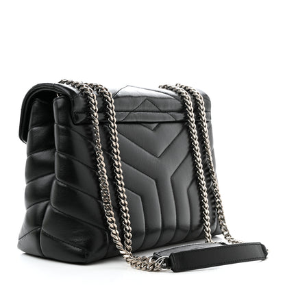 Saint Laurent Calfskin Y Quilted Monogram Small Loulou Chain Satchel Black 3 of 12