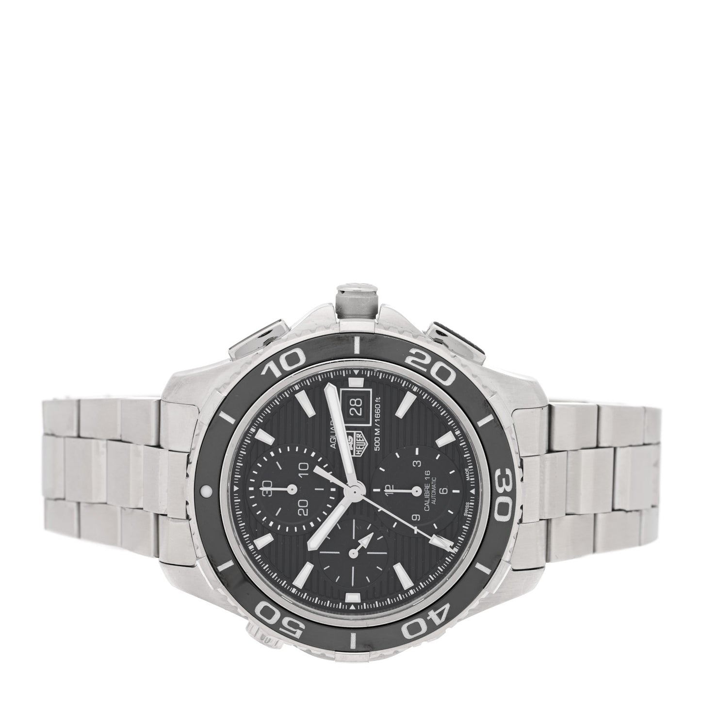 Stainless Steel 43mm Aquaracer 500M Automatic Watch Black CAK2110