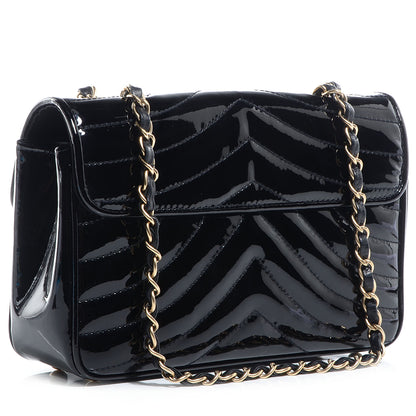 Chanel Patent Small Chevron Single Flap Black 3 of 9