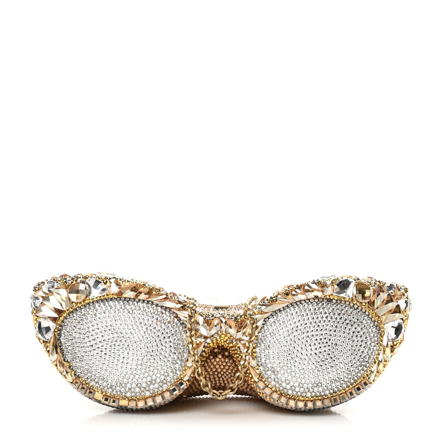 Judith Leiber Crystal Sunglass Minaudiere Clutch Gold Silver 1 of 14