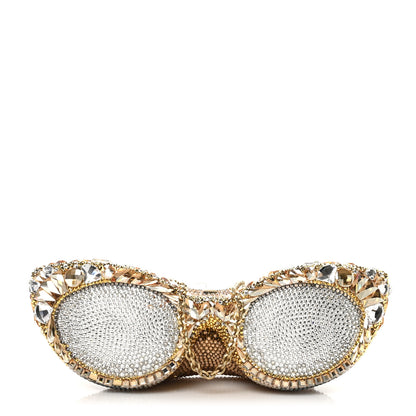 Judith Leiber Crystal Sunglass Minaudiere Clutch Gold Silver 1 of 14