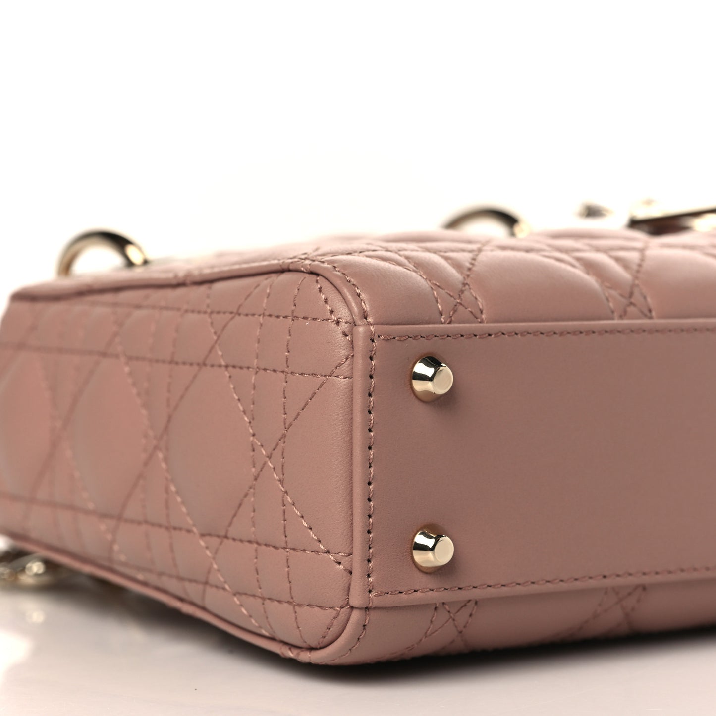 Lambskin Cannage Mini Lady Dior Rose De Vents