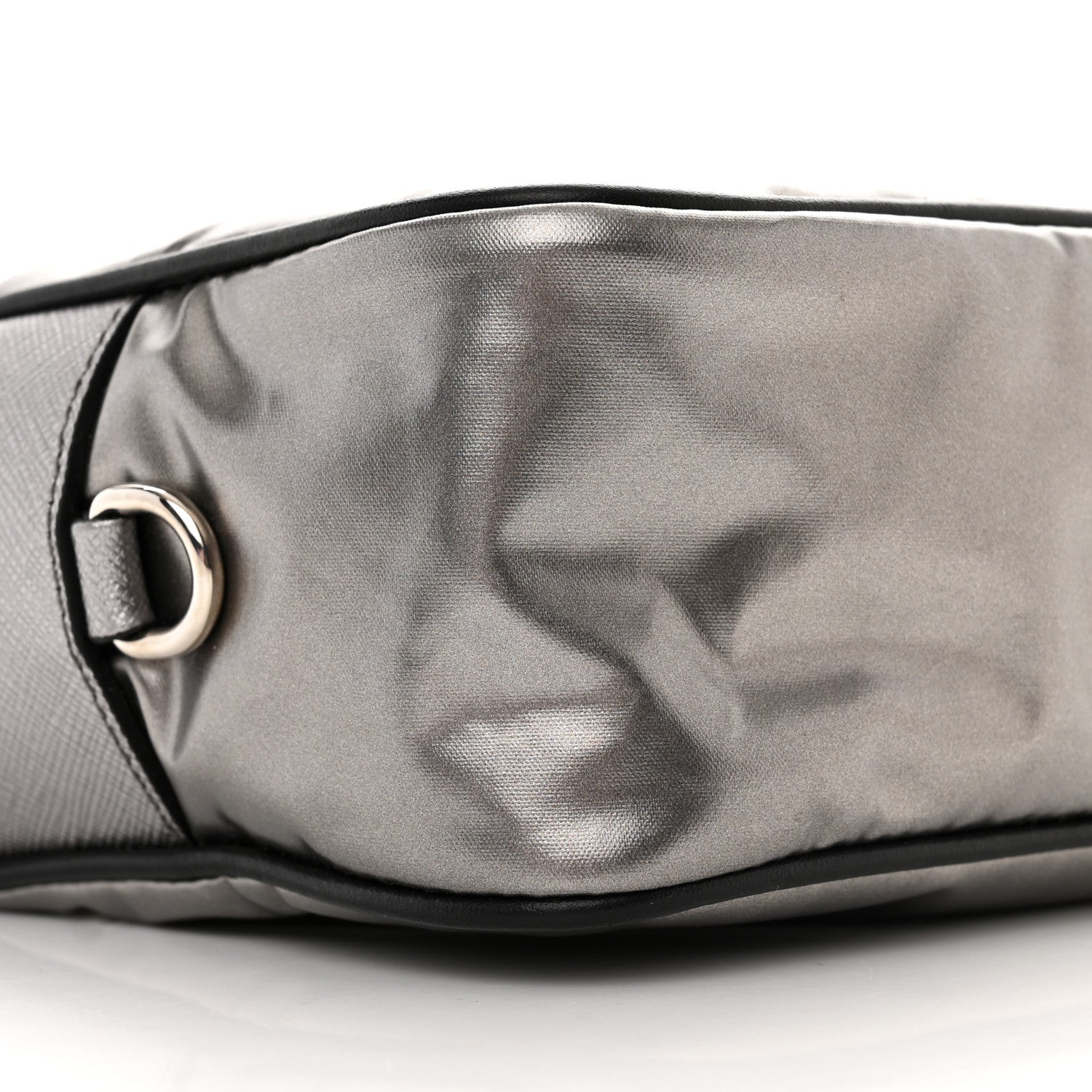 Prada Metallic Tessuto Nylon Metal Studded Shoulder Bag Ferro Black 9 of 10
