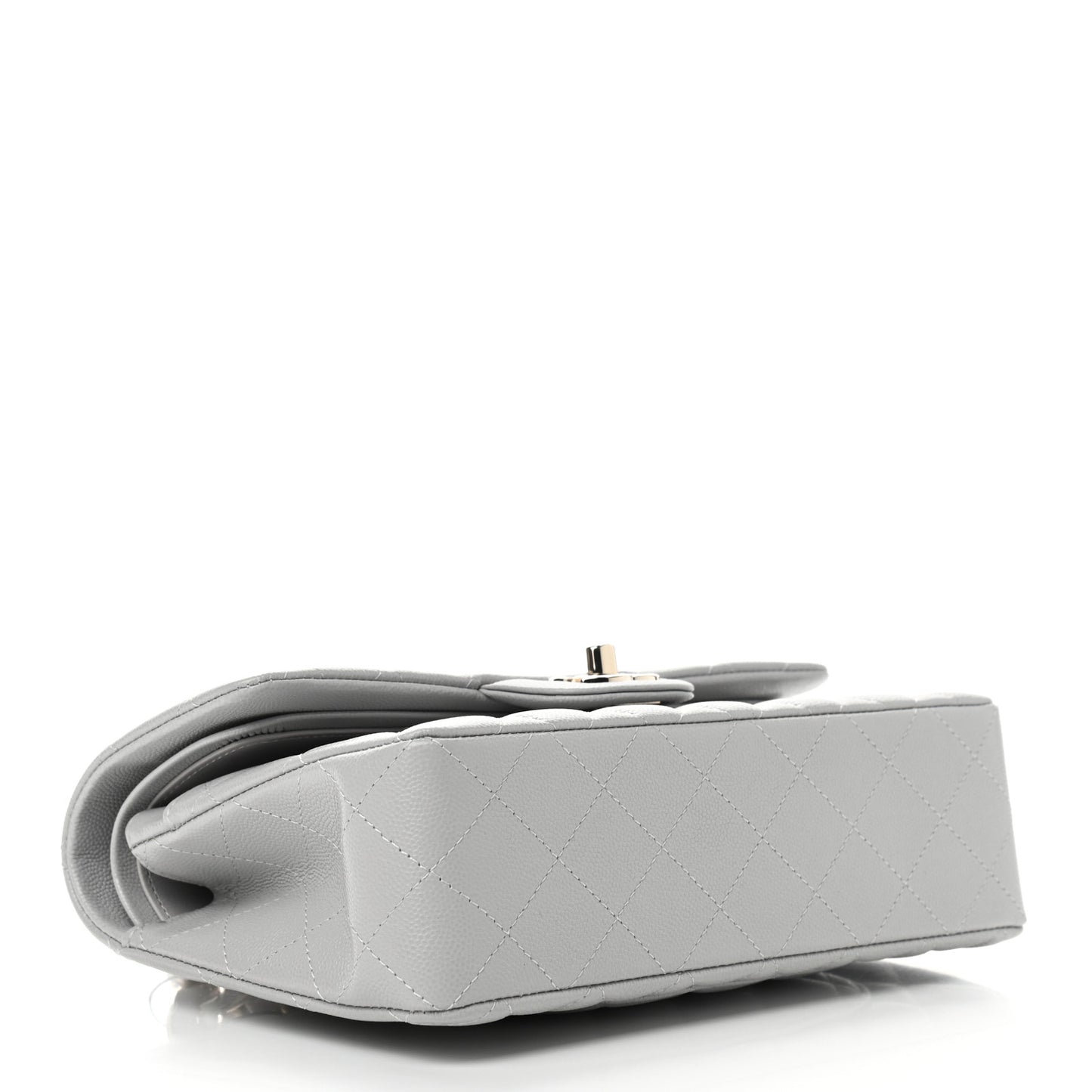 Caviar Quilted Small Double Flap Grey