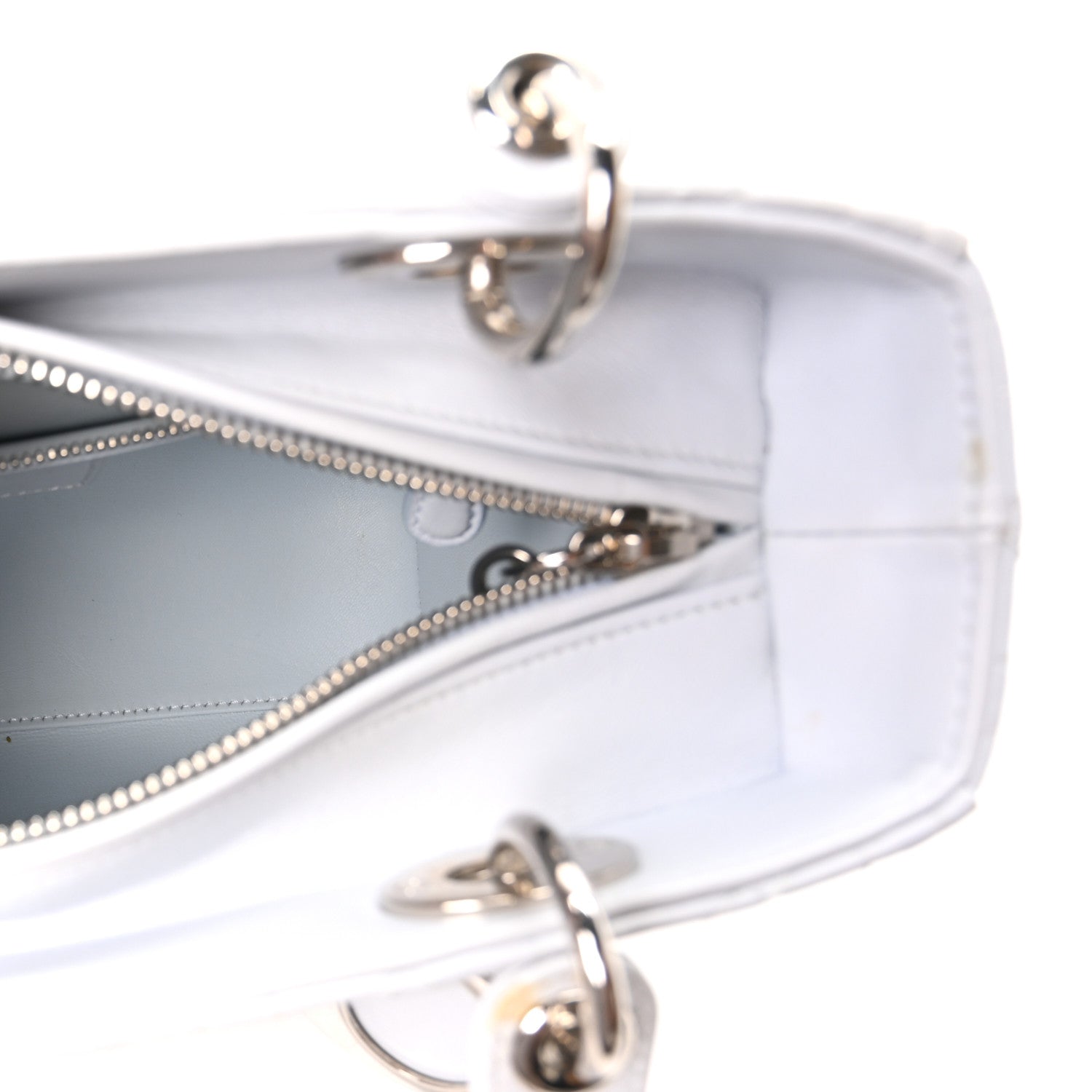 Christian Dior Lambskin Cannage Medium Lady Dior Crystal Strap Light Blue 5 of 10