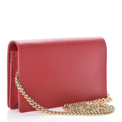 Gucci Dollar Calfskin Mini GG Marmont Chain Wallet Hibiscus Red 3 of 6
