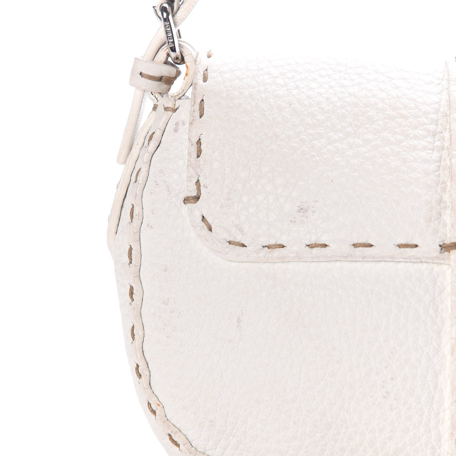 Fendi Calfskin Romano Selleria Flap Bag White 16 of 16