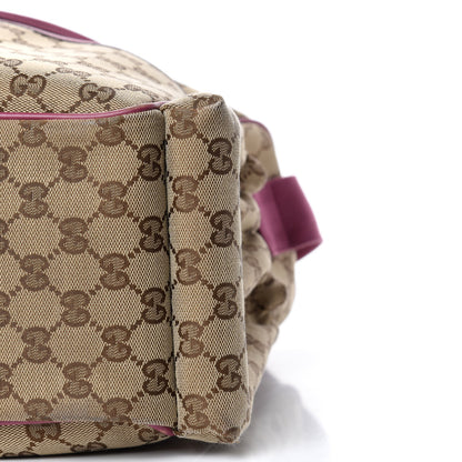 Gucci Monogram Margaux Calfskin Large Diaper Bag Beige Ebony Peonia Flower 11 of 13