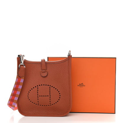 Hermes Taurillon Clemence Maxi Quadrille Evelyne TPM Cuivre Capucine Parme Rouge Duchess 10 of 10
