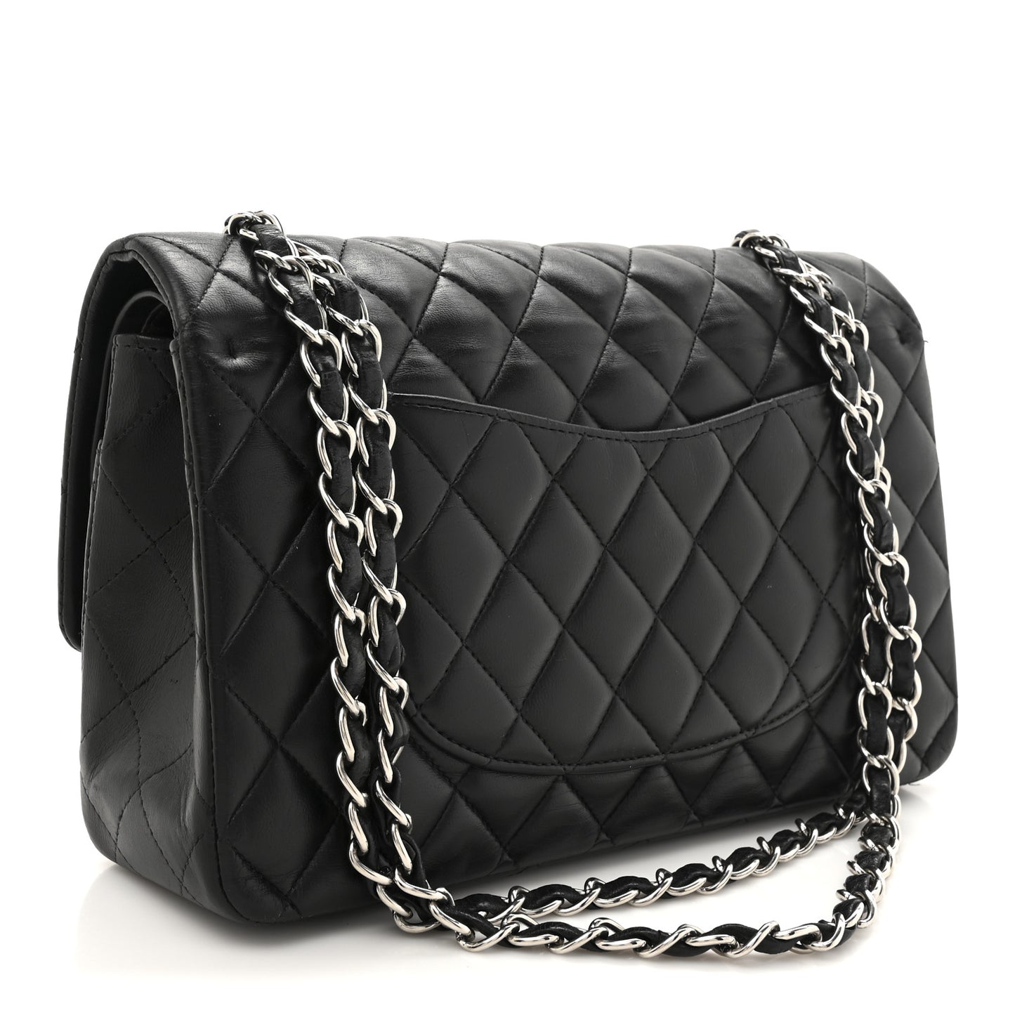 Lambskin Quilted Medium Double Flap Black