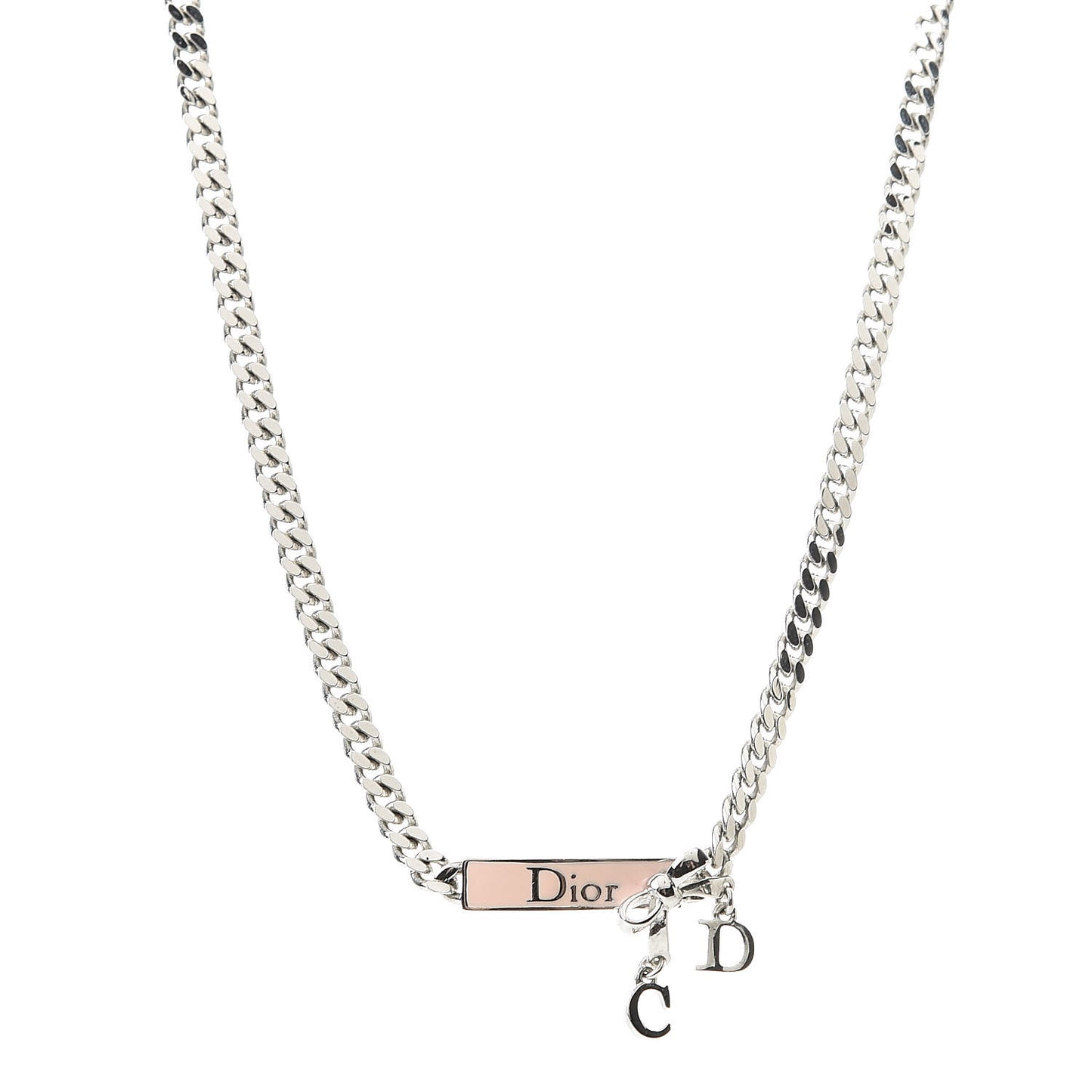 Enamel Bow Short Necklace Silver Pink