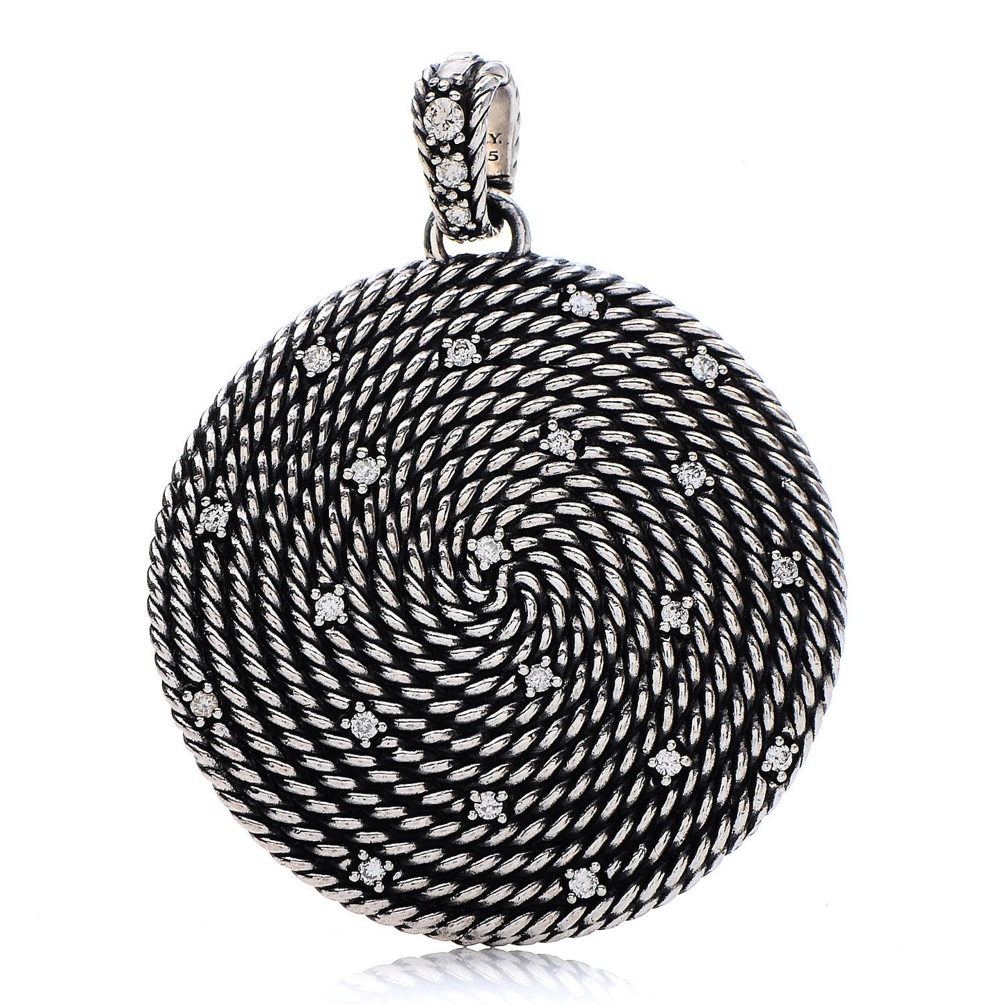 Sterling Silver Diamond Large Cable Coil Pendant