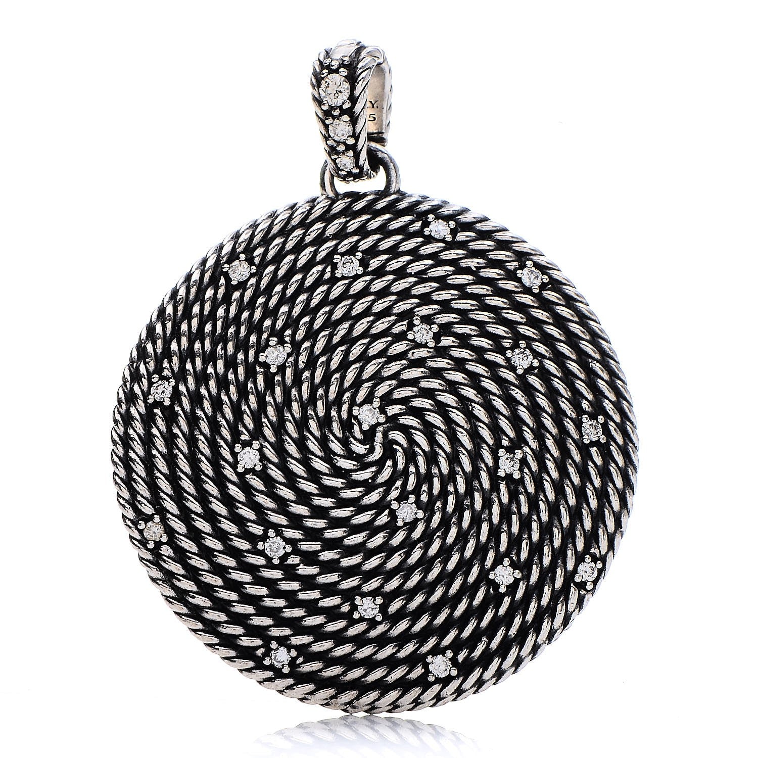 David Yurman Sterling Silver Diamond Large Cable Coil Pendant 1 of 4