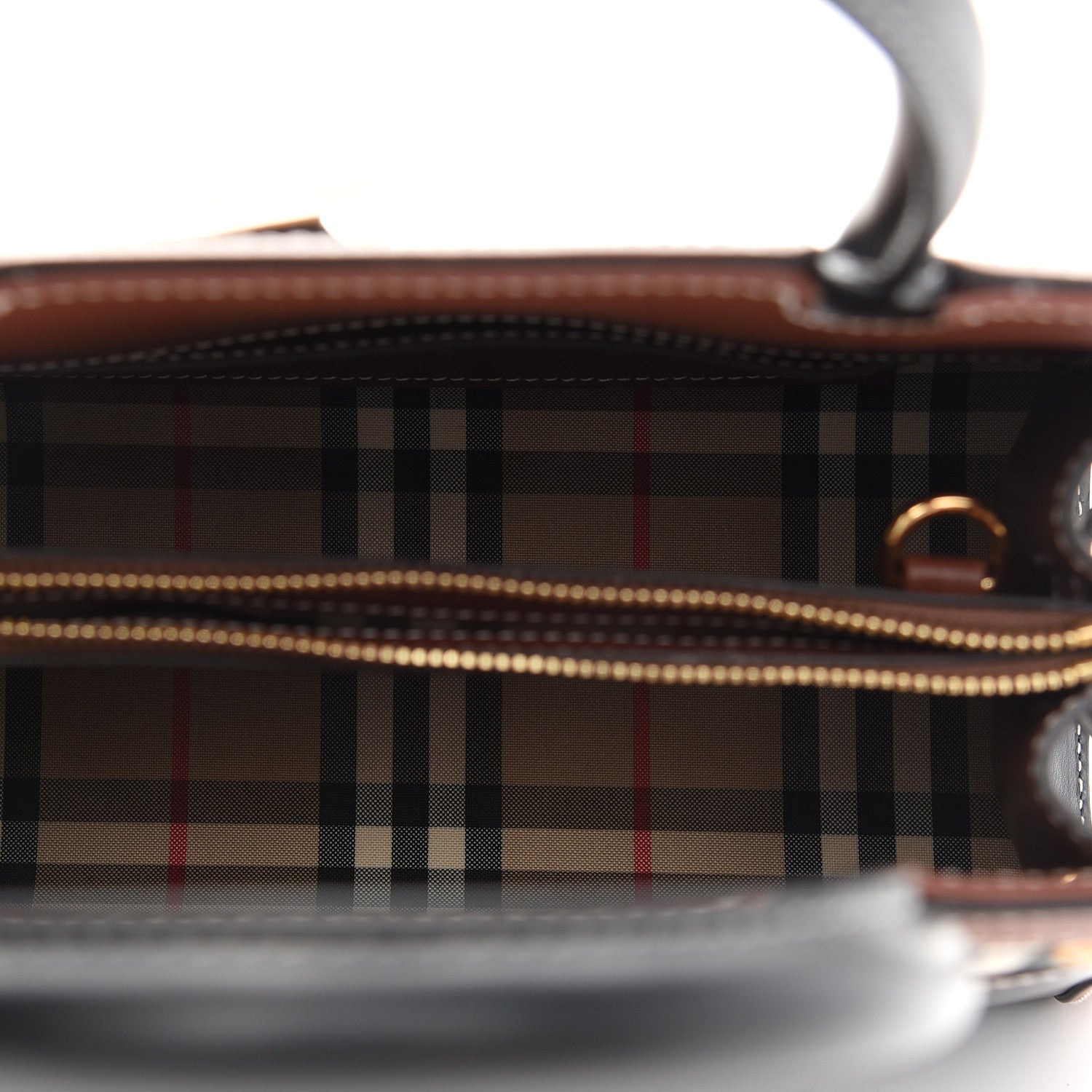 Burberry Calfskin Vintage Check Mini Two Handle Title Bag Black 5 of 8