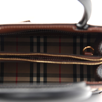 Burberry Calfskin Vintage Check Mini Two Handle Title Bag Black 5 of 8
