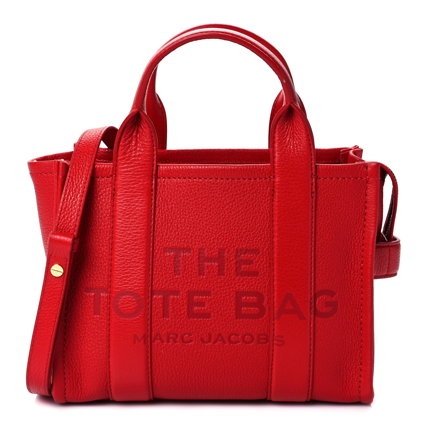 Marc Jacobs Grained Calfskin Small The Tote Bag Red 1 of 9
