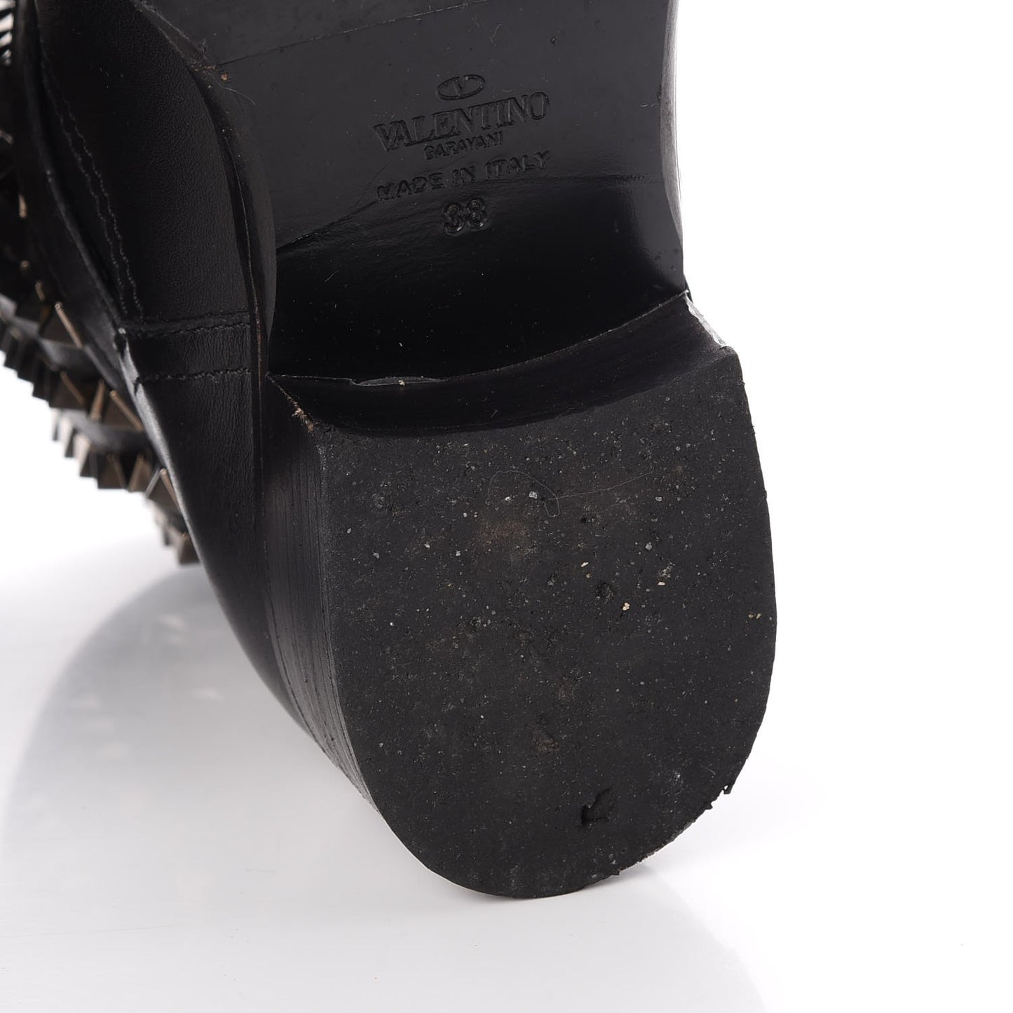 Calfskin Rockstud 30mm Biker Boots 38 Black