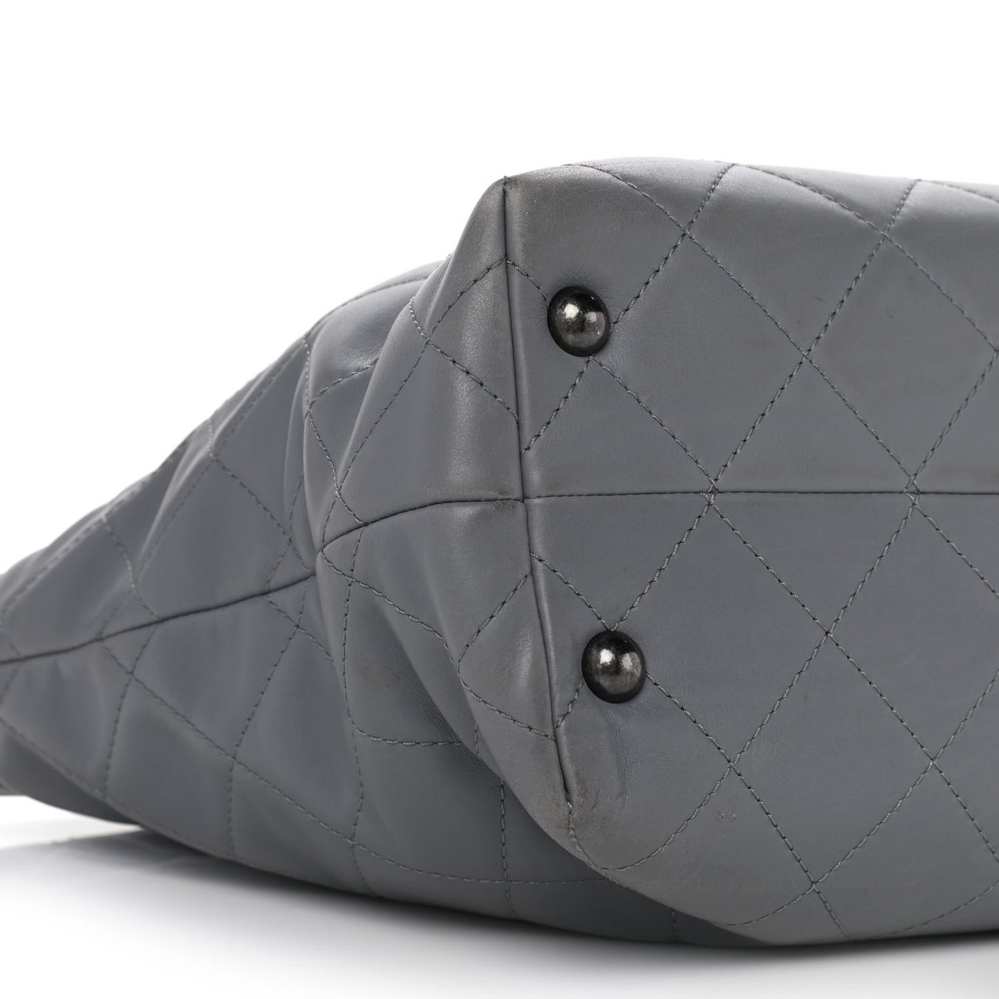 Lambskin Quilted Shopping Tote Grey