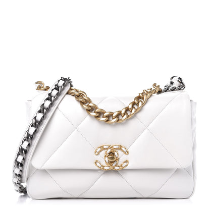 Chanel Goatskin Quilted Medium 19 Flap White 1 of 11