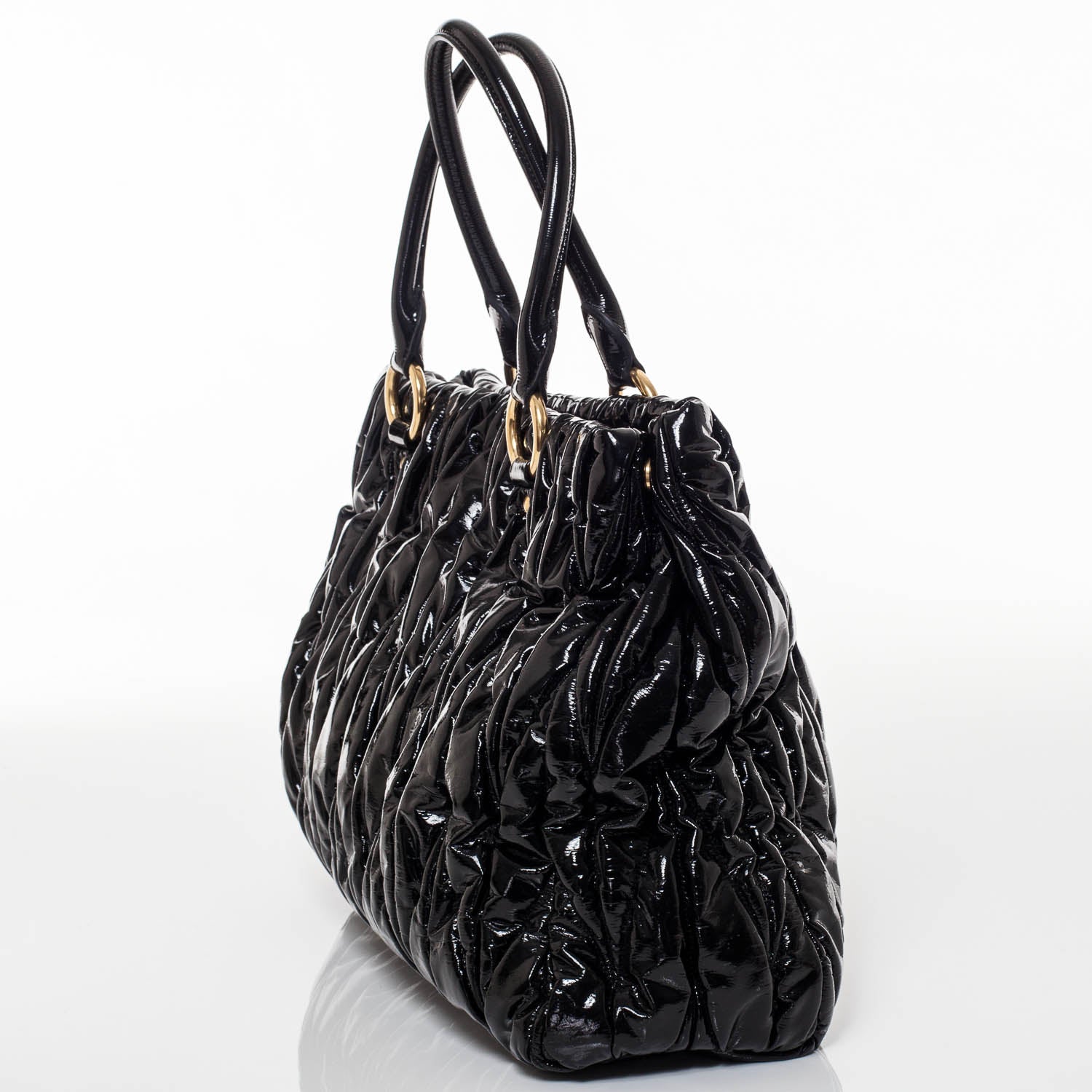 Miu Miu Vinyl Matelasse Tote Black 5 of 10