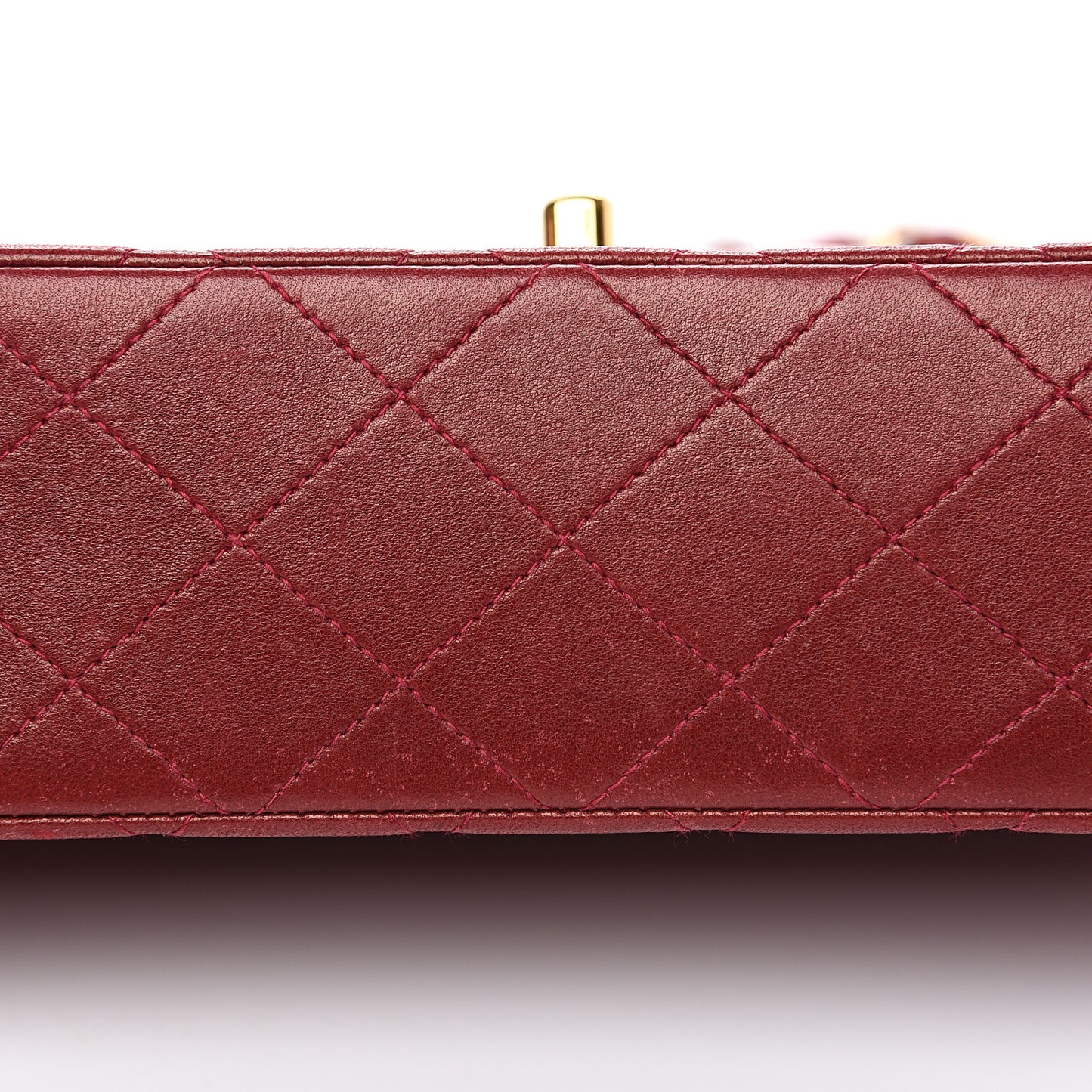 Lambskin Quilted Medium Double Flap Red