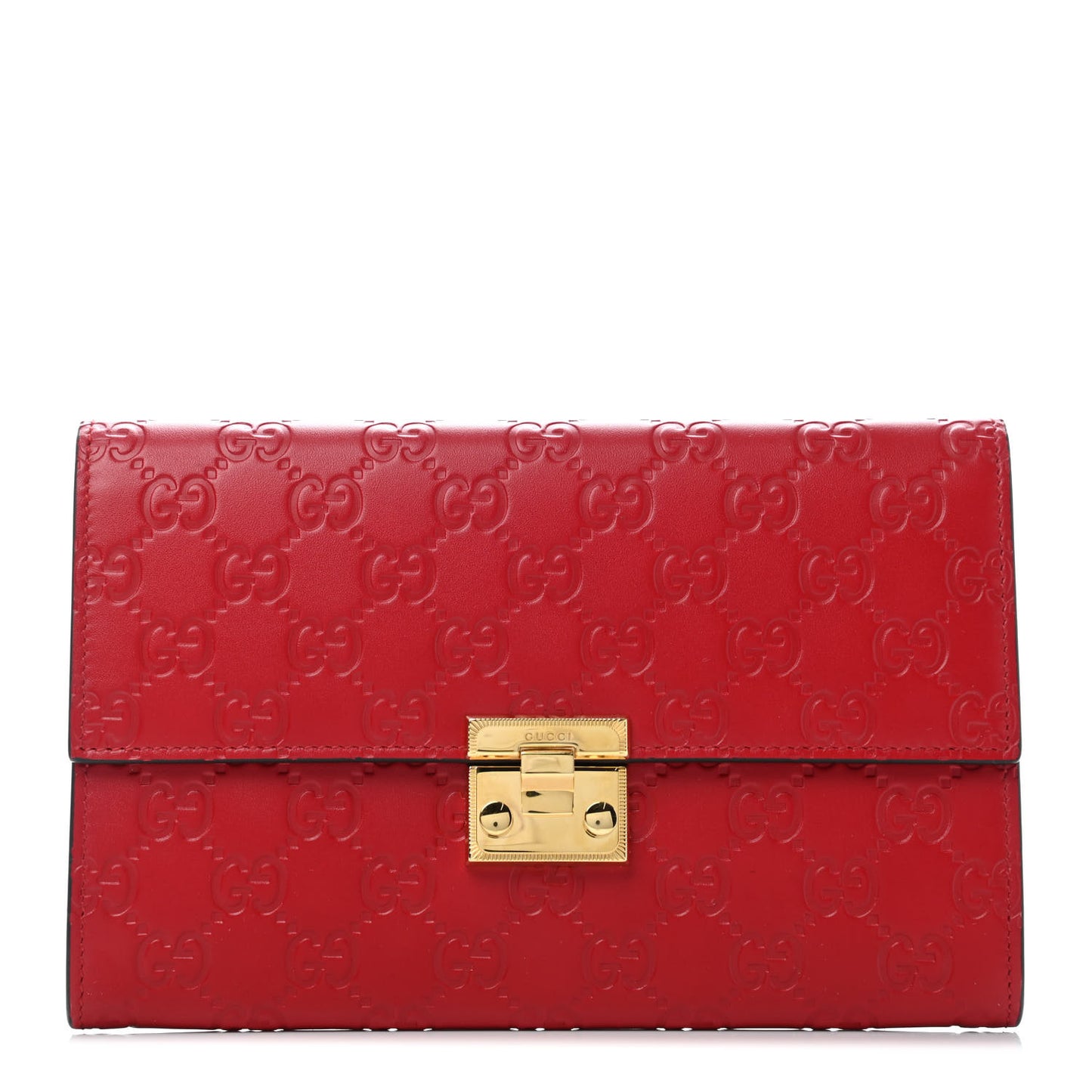 Guccissima Padlock Clutch Hibiscus Red