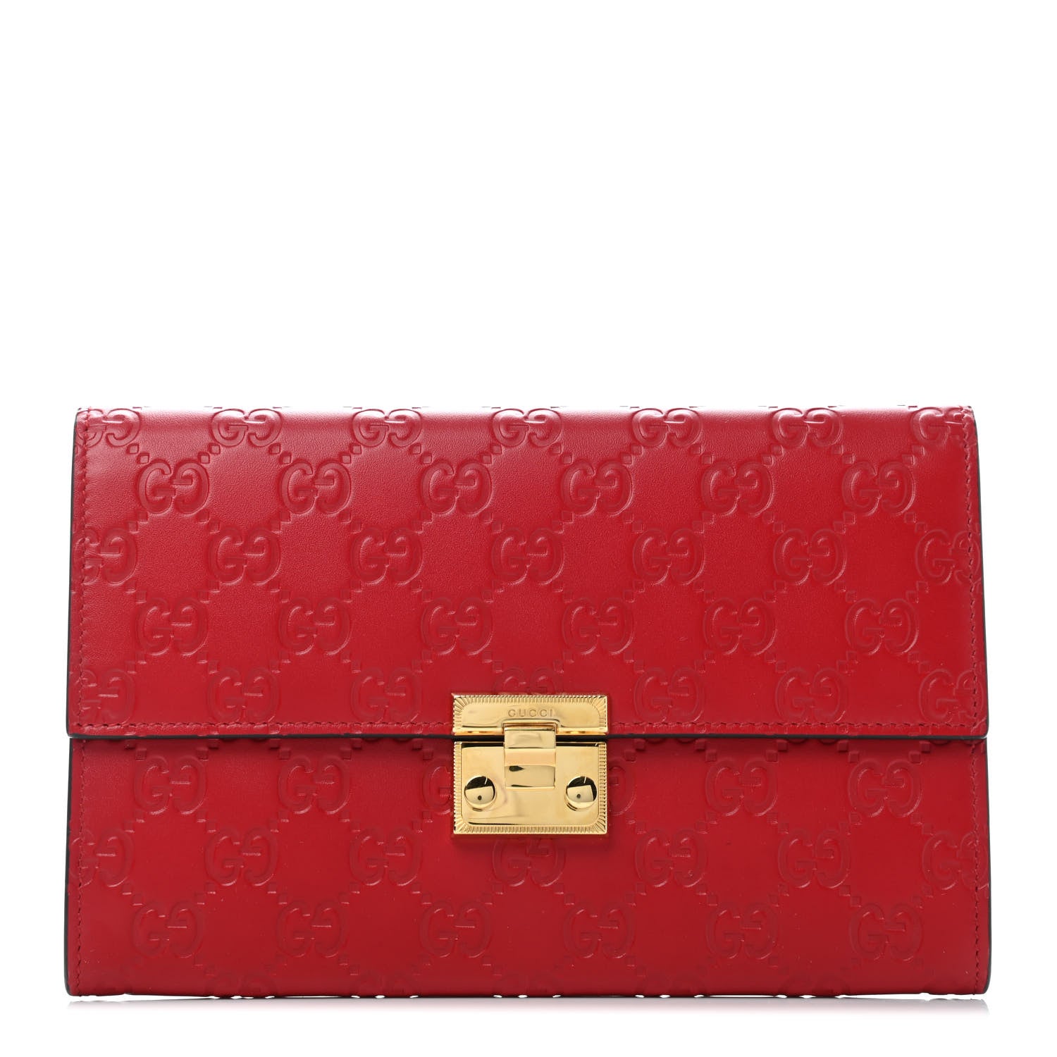 Gucci Guccissima Padlock Clutch Hibiscus Red 1 of 4