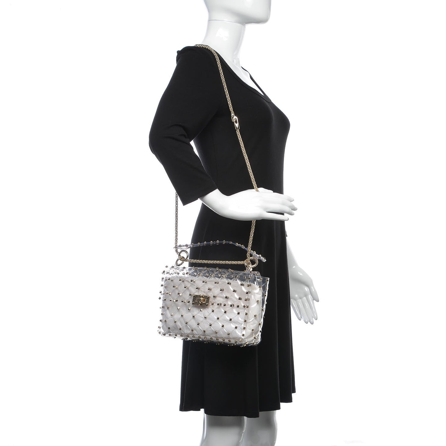 PVC Medium Rockstud Spike Shoulder Bag