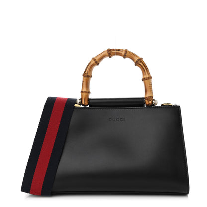 Gucci Nappa Bamboo Web Mini Nymphaea Top Handle Bag Black 1 of 15