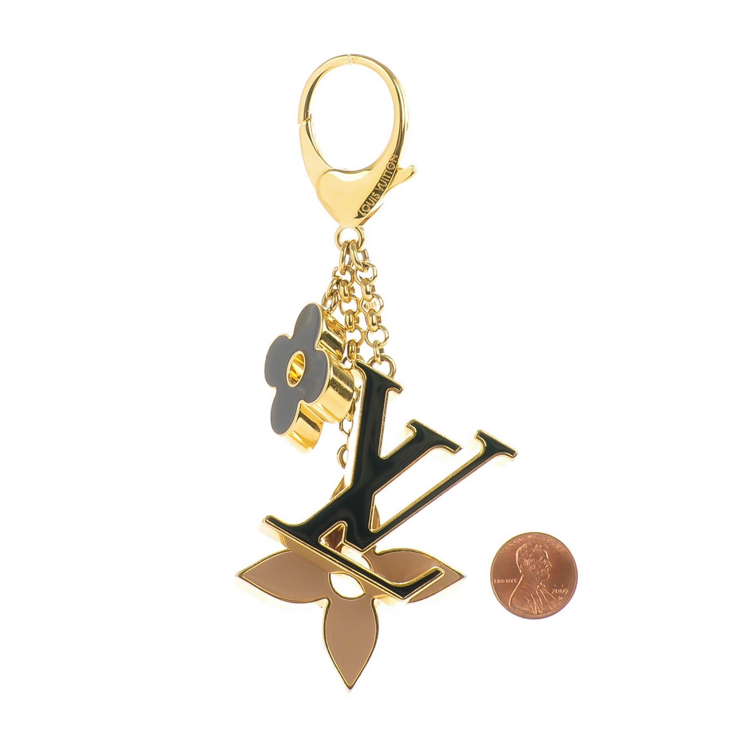 Fleur De Monogram Bag Charm Dore