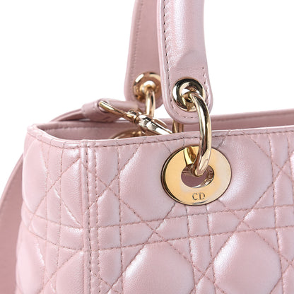 Christian Dior Pearly Lambskin Cannage Medium Lady Dior Lotus 10 of 15