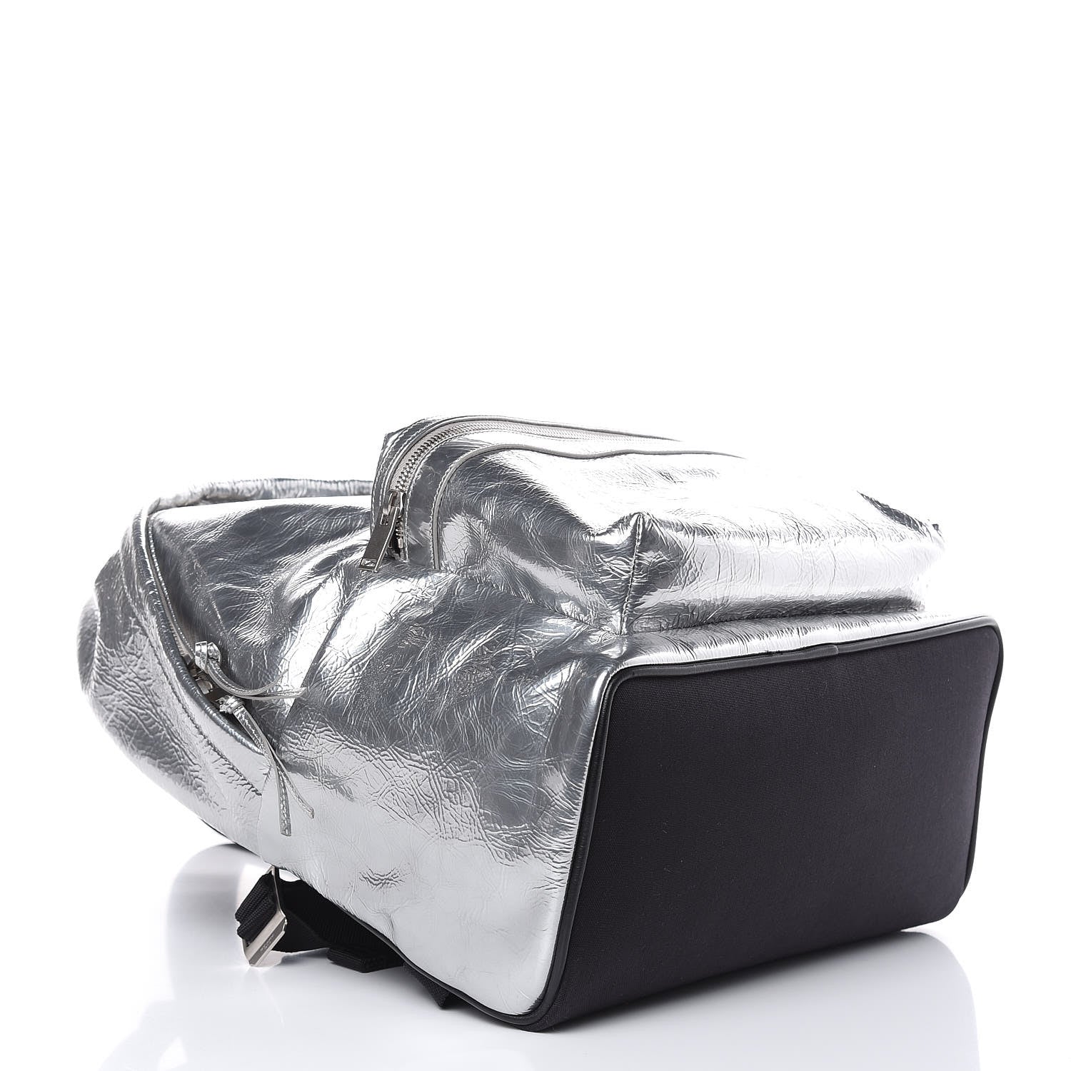 Saint Laurent Textured Patent City Backpack Argent 4 of 9