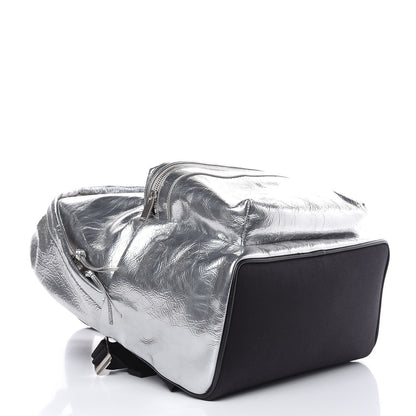 Saint Laurent Textured Patent City Backpack Argent 4 of 9