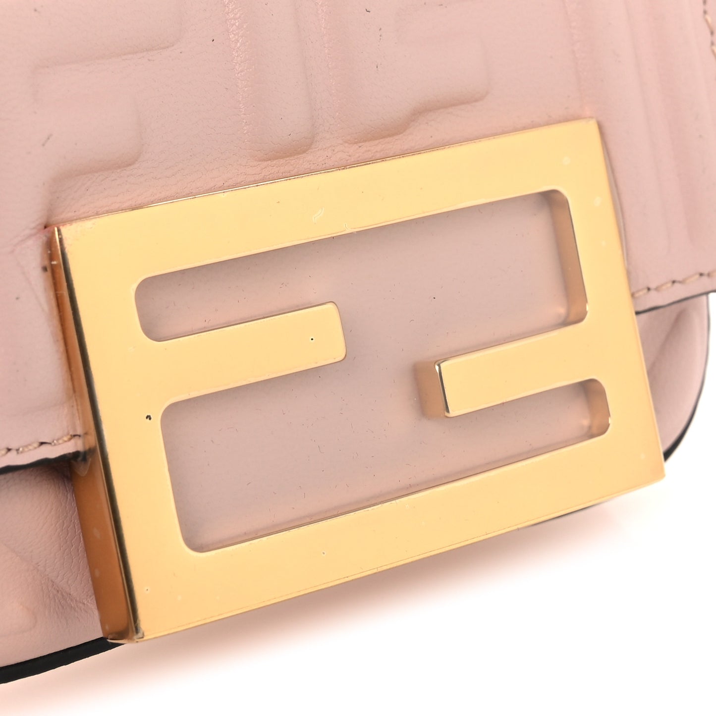 Nappa Matisse FF Embossed Nano Maxi Buckle Baguette Charm Rosa Quarzo