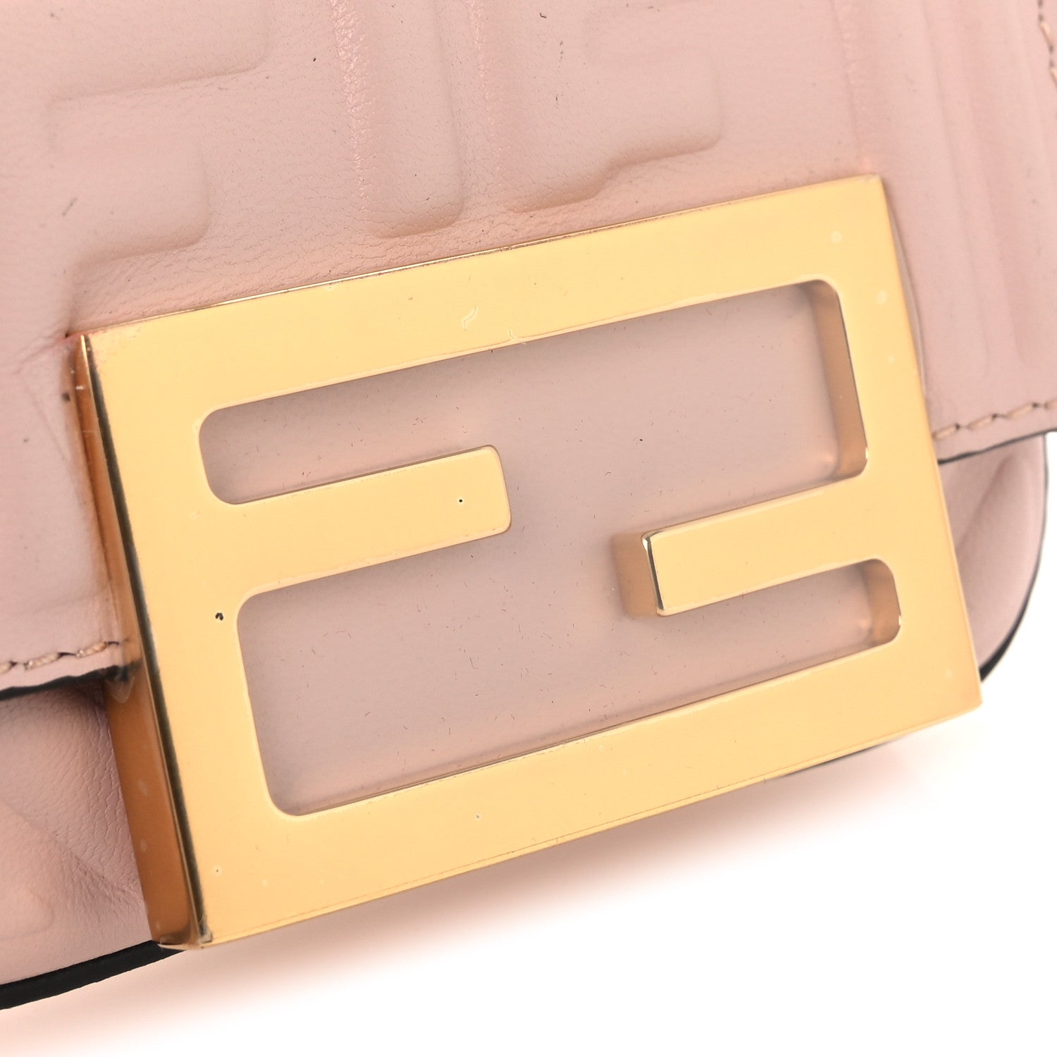 Fendi Nappa Matisse FF Embossed Nano Maxi Buckle Baguette Charm Rosa Quarzo 11 of 12