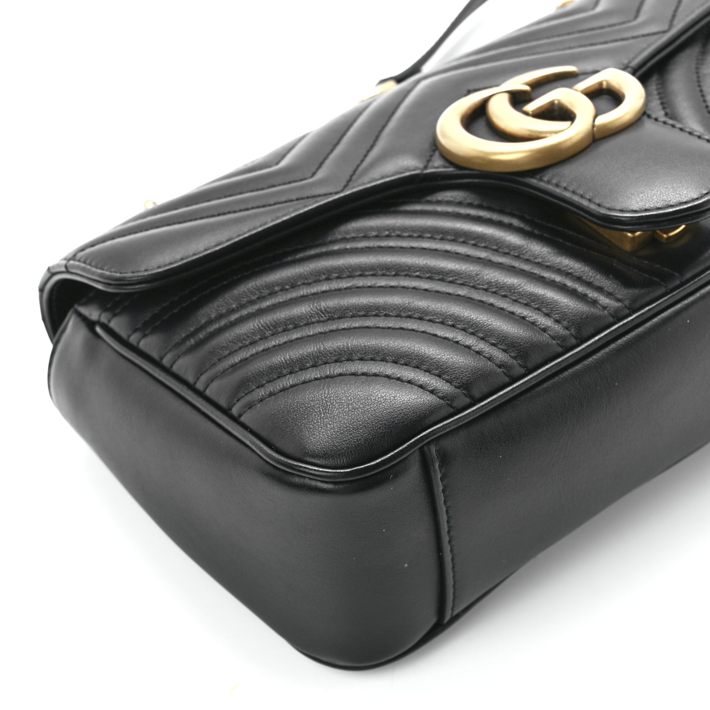 Calfskin Matelasse Small GG Marmont Shoulder Bag Black