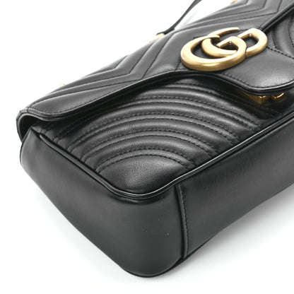 Gucci Calfskin Matelasse Small GG Marmont Shoulder Bag Black 11 of 12