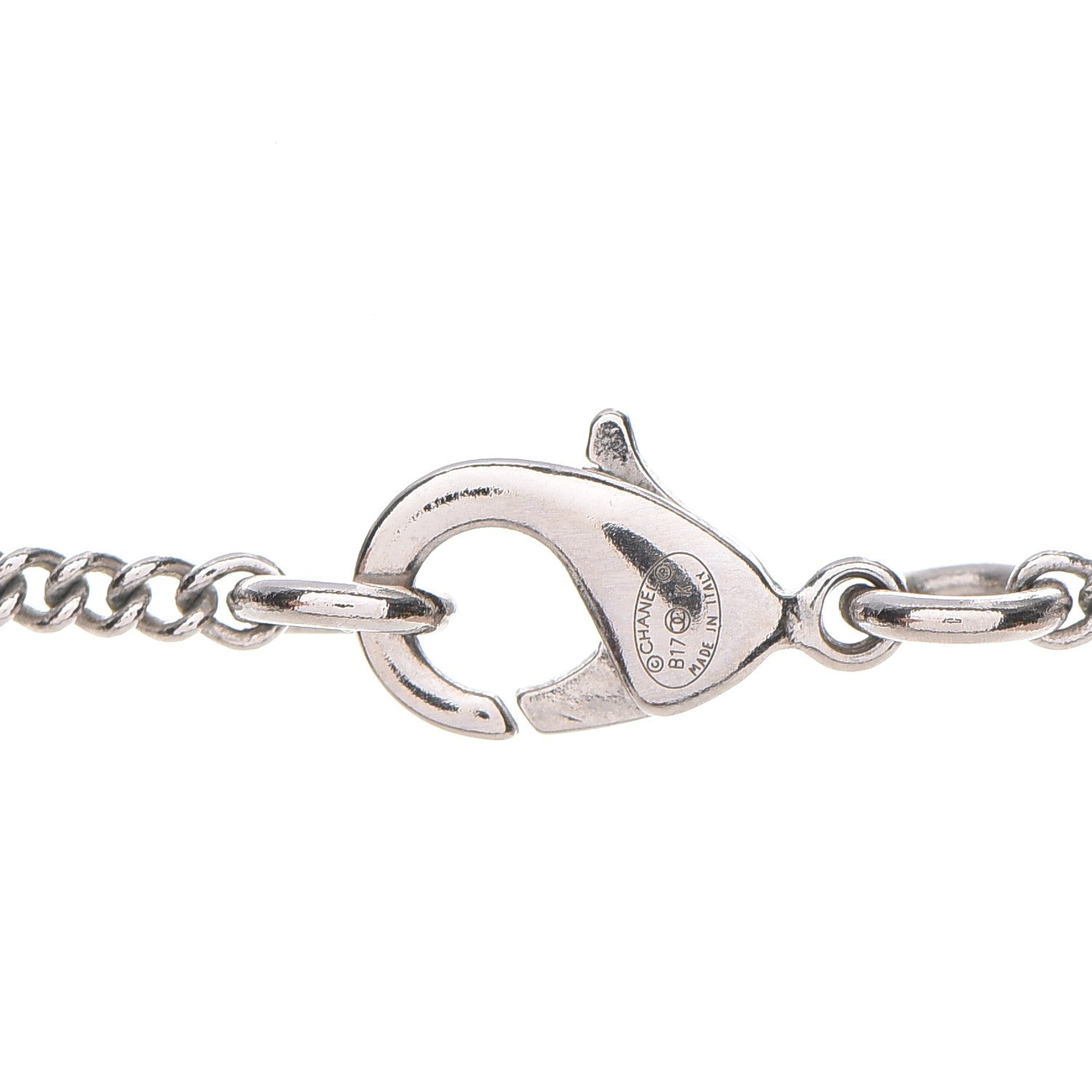 Chanel Crystal Pearl CC Pendant Necklace Silver 4 of 5