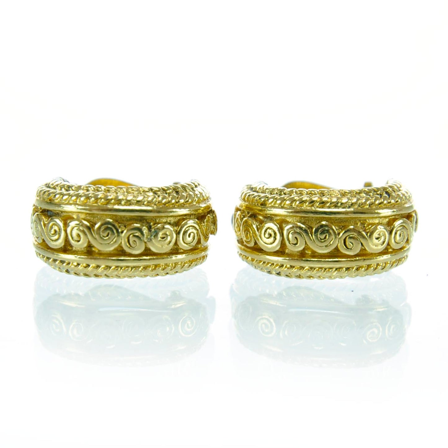 Swirl Huggie Clip On Earrings Gold