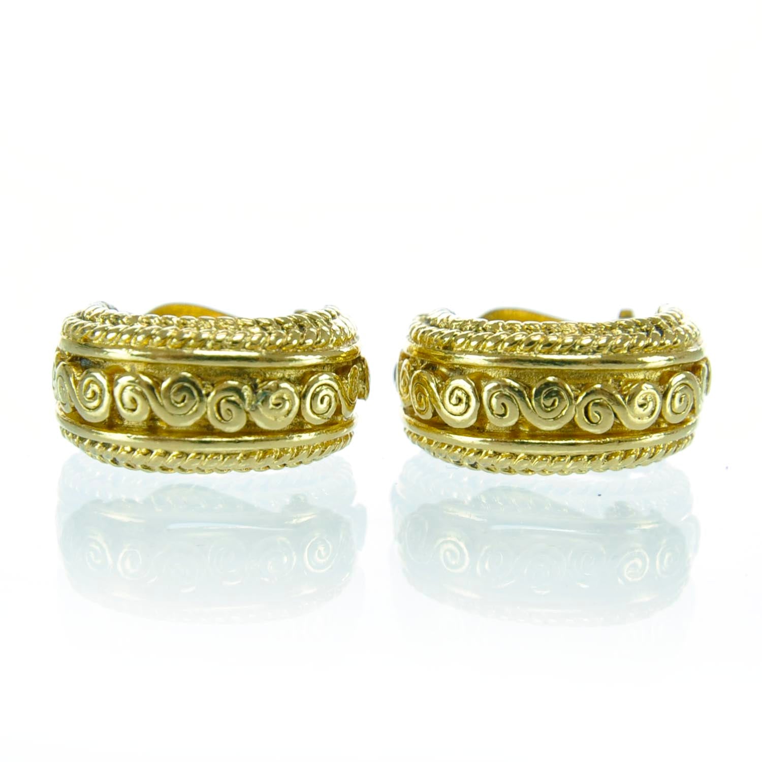 Chanel Swirl Huggie Clip On Earrings Gold 1 of 5