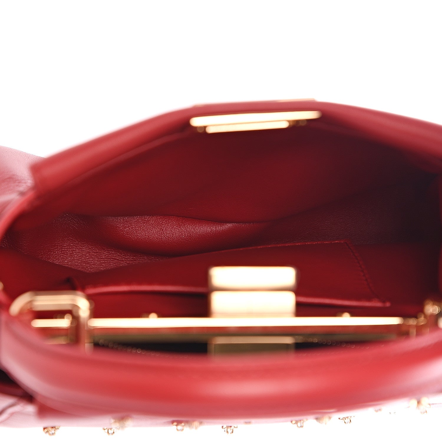 Fendi Nappa Crystal Stars Studded XS Peekaboo Iconic Satchel Fragola 4 of 10