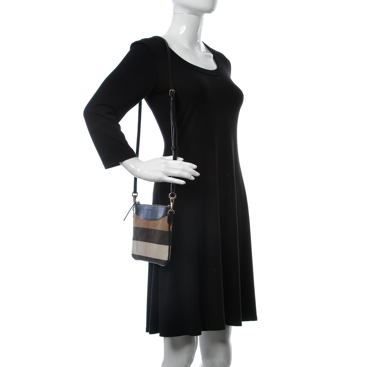 Burberry Mega Check Peyton Crossbody Clutch Bag Black 2 of 8