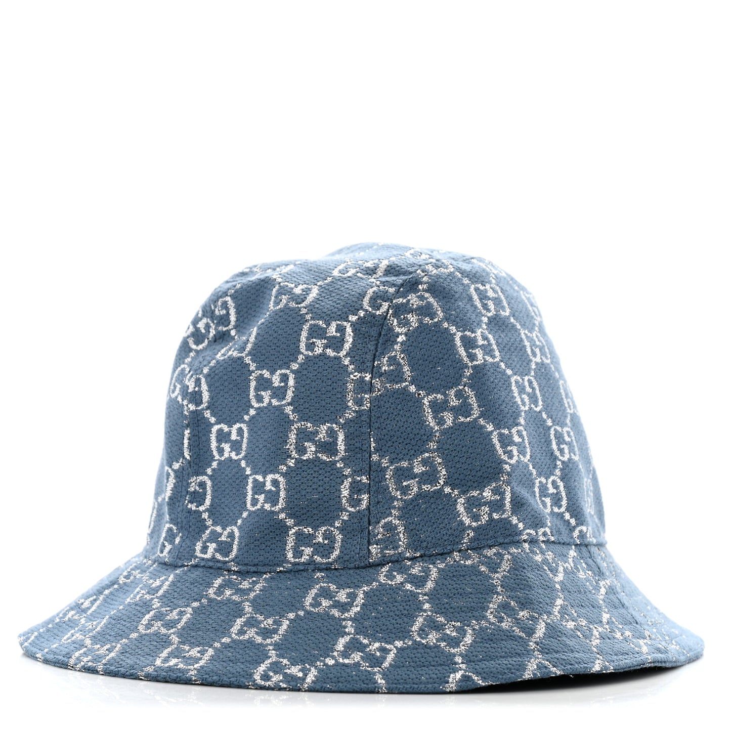 Canvas Lame GG Monogram Bucket Hat XS Light Blue Silver
