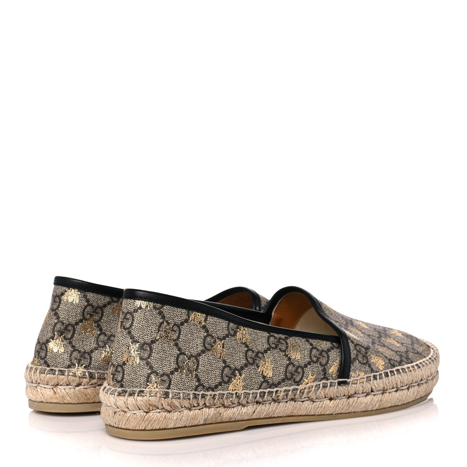 Gucci GG Supreme Monogram Bees Espadrille Flats 40 Beige Ebony Oro Black 4 of 10