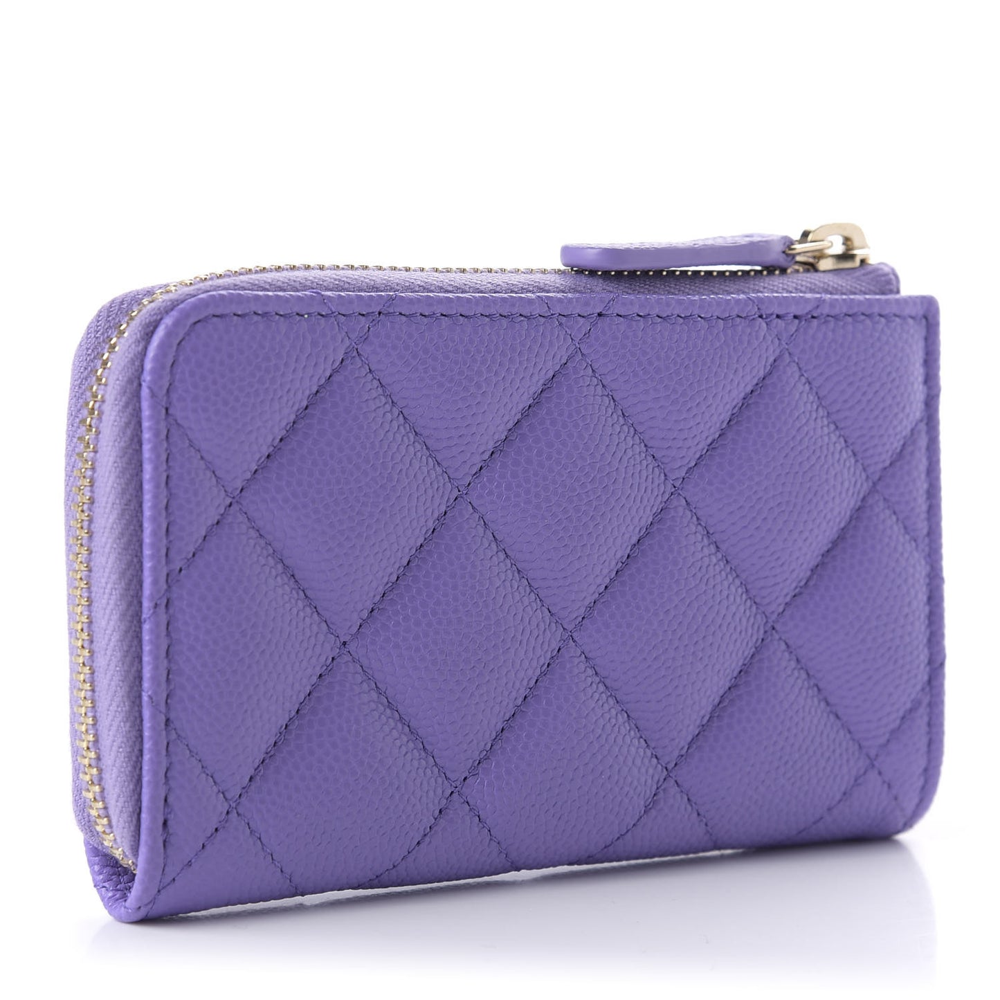 Caviar Quilted Zipped Key Holder Case Purple