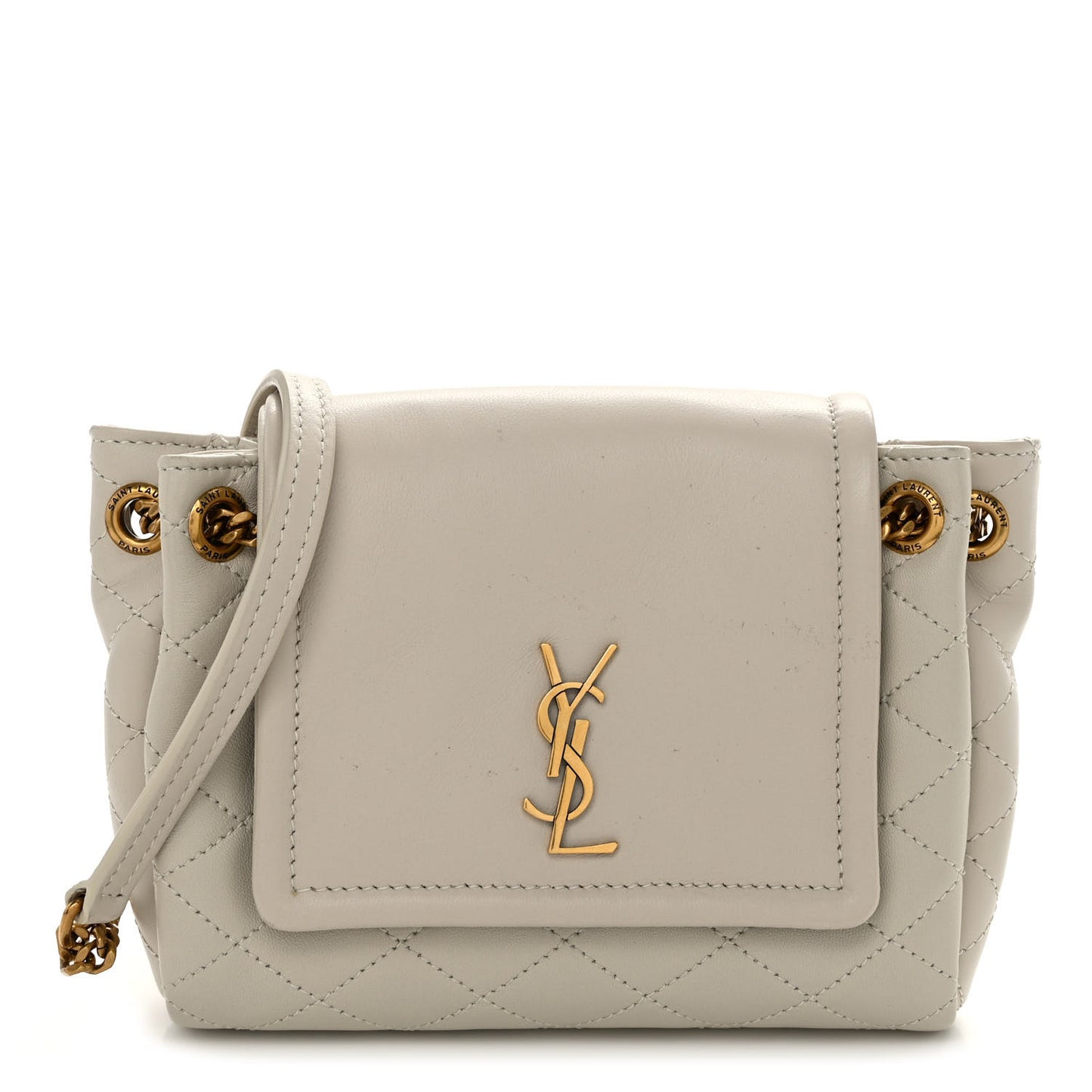 Lambskin Quilted Monogram Mini Nolita Blanc Vintage