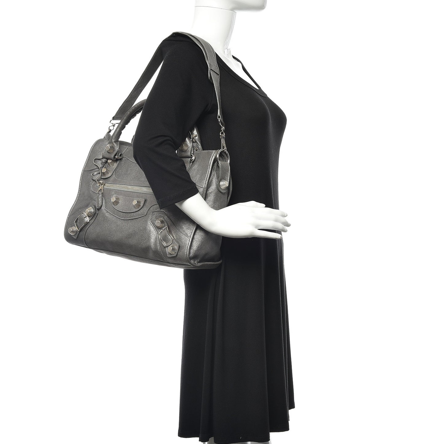 Craquele Calfskin Giant 21 Silver Hardware City Ardoise