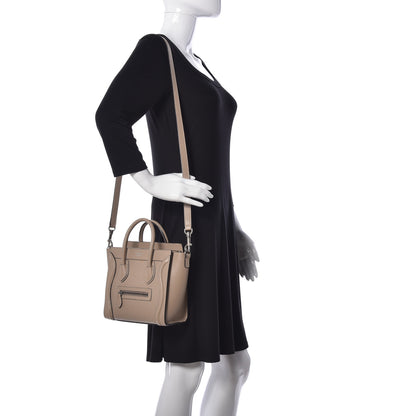 Celine Drummed Calfskin Nano Luggage Dune 2 of 9