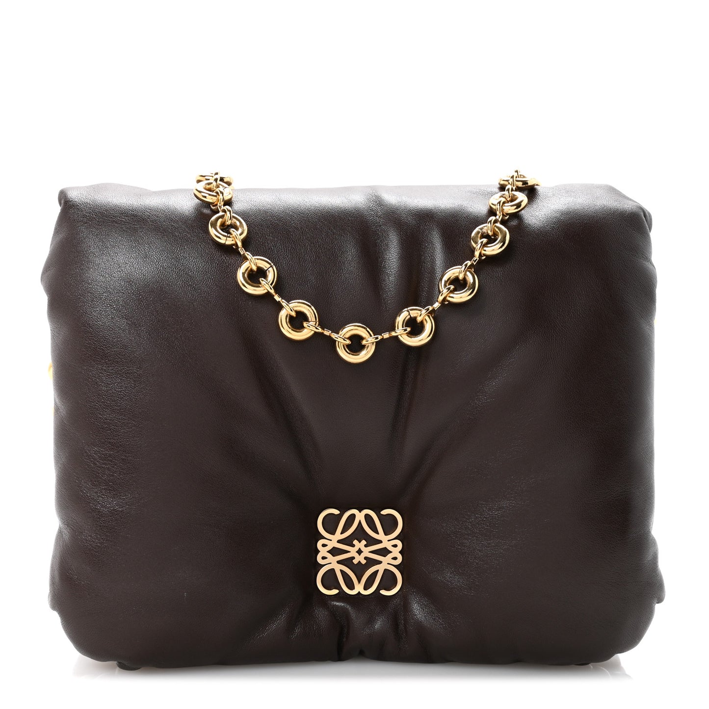 Lambskin Goya Puffer Bag Dark Chocolate